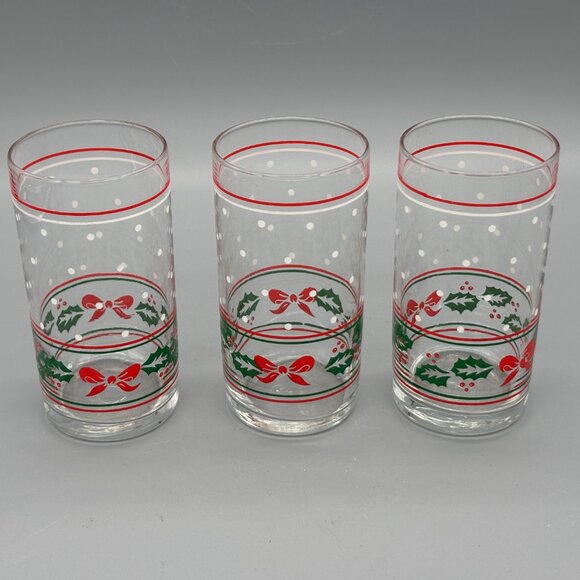 Nadir Figueiredo Holly Bow Highball Glasses Holiday Tumblers (Set of 3) - Picture 3 of 6